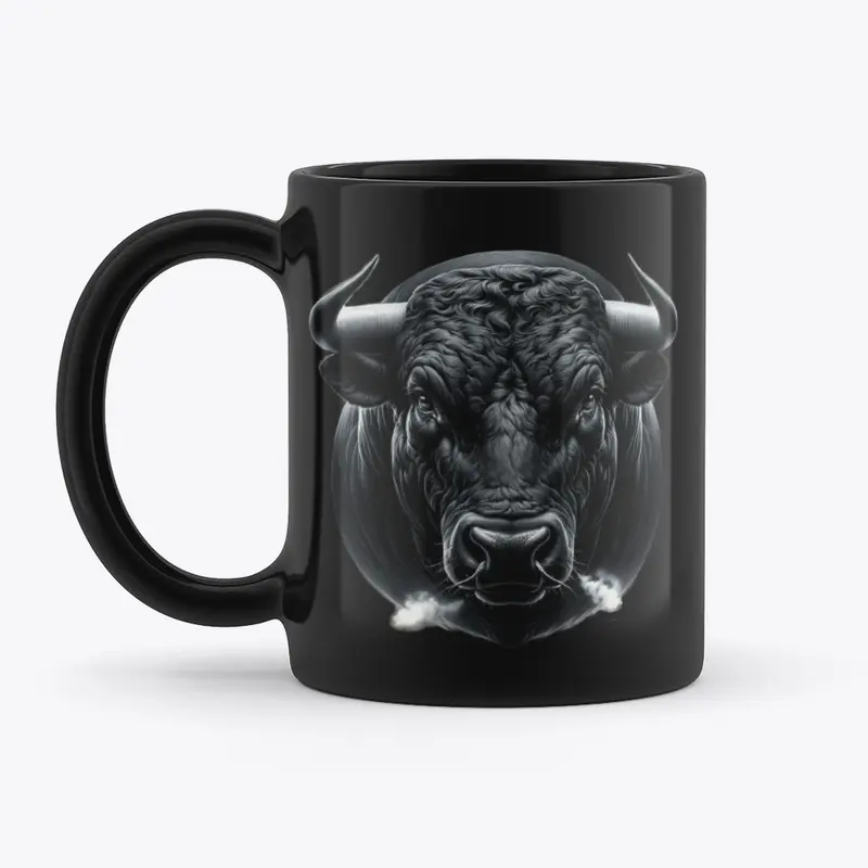 Black angry bull